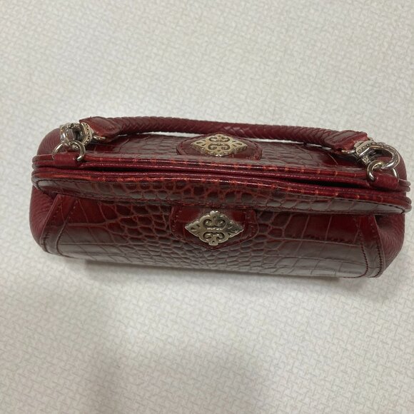 Final Price NWOT Brighton Cranberry Red Leather Satchel/Clutch Mini bag - Picture 4 of 9